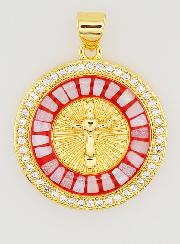 Medaglia Croce & Smalto Rosso - 22mm
