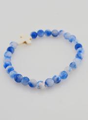 Bracciale Religioso con Croce - Giada Blu 6mm
