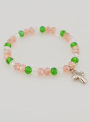 Bracciale con Croce - Perle in Vetro Multicolori