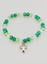 Bracciale con Croce - Perle in Vetro Verde