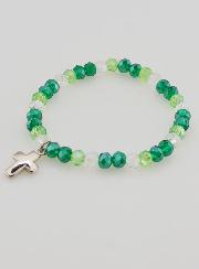 Bracciale con Croce - Perle in Vetro Verde