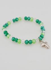 Bracciale con Croce - Perle in Vetro Verde