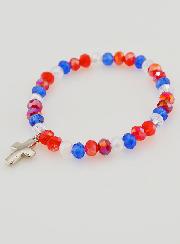 Bracciale con Croce - Perle in Vetro Multicolore