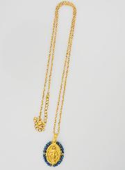 Medaglia Miracolosa Perline Sfaccettate + Catena - Blu