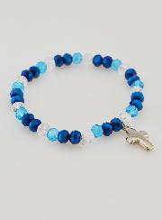 Bracciale con Croce Perle in Vetro - Blu