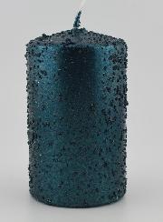 Candela Decorativa Glitterata - Blu Verde