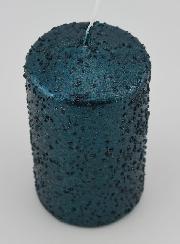 Candela Decorativa Glitterata - Blu Verde