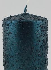Candela Decorativa Glitterata - Blu Verde