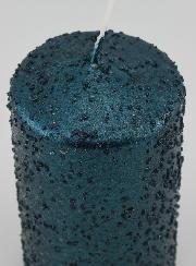 Candela Decorativa Glitterata - Blu Verde