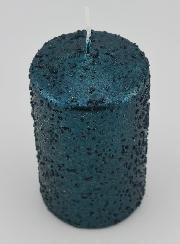 Candela di Natale con Glitter - Blu Verde