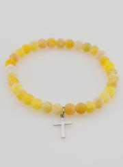 Bracciale Religioso Croce e Agata - Giallo