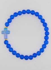 Bracciale Religioso Croce e Giada - Blu