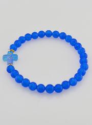 Bracciale Religioso Croce e Giada - Blu