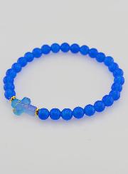Bracciale Religioso Croce e Giada - Blu