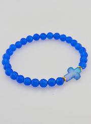 Bracciale Religioso Croce e Giada - Blu