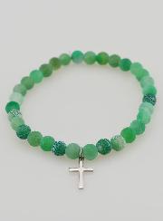 Bracciale Religioso Croce e Agata - Verde