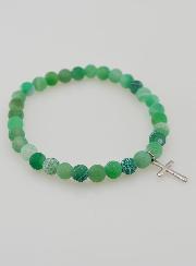 Bracciale Religioso Croce e Agata - Verde