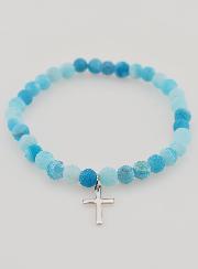Bracciale Religioso Croce e Agata - Blu