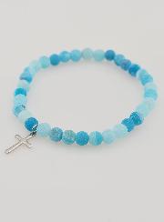Bracciale Religioso Croce e Agata - Blu
