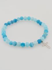 Bracciale Religioso Croce e Agata - Blu