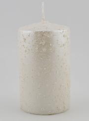 Candela di Natale con Glitter - Bianco Perlato