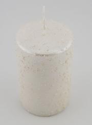 Candela di Natale con Glitter - Bianco Perlato