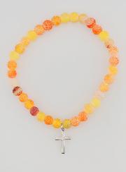 Bracciale Religioso Croce e Agata - Arancione