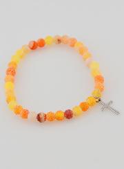 Bracciale Religioso Croce e Agata - Arancione