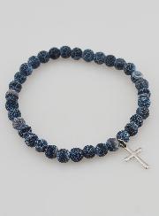 Bracciale Religioso Croce e Agata - Nero