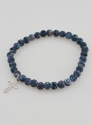 Bracciale Religioso Croce e Agata - Nero