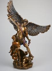 Statua Religiosa di San Michele Arcangelo in Bronzo - 37 cm