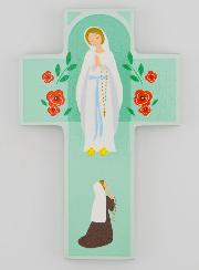 Croce per Bambini in Legno - Madonna di Lourdes