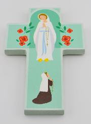 Croce per Bambini in Legno - Madonna di Lourdes