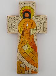 Croce in Ceramica Angelo di Luce - 15 cm