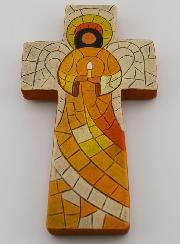 Croce in Ceramica Angelo di Luce - 15 cm
