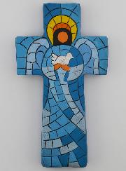 Croce in Ceramica Angelo di Pace - 15 cm