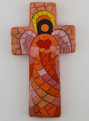 Croce in Ceramica Angelo dell'Amore - 15 cm