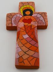 Croce in Ceramica Angelo dell'Amore - 15 cm