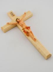 Crocifisso in Tiglio & Cristo Panno Rosso - 18 cm