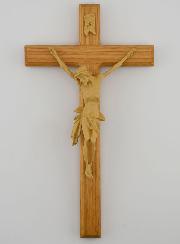 Crocifisso in Legno di Rovere Naturale con Cristo - 22 cm