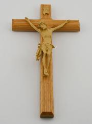 Crocifisso in Legno di Rovere Naturale con Cristo - 22 cm
