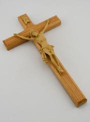 Crocifisso in Legno di Rovere Naturale con Cristo - 22 cm