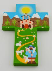 Croce in Legno Per Bambini - Buon Pastore