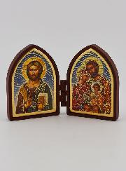 Icona Dittico Mini - Cristo Pantocratore e Sacra Famiglia