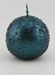 Candela Sfera di Natale Glitterata - Blu Ottanio