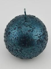 Candela Sfera di Natale Glitterata - Blu Ottanio