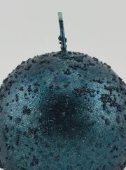 Candela Sfera di Natale Glitterata - Blu Ottanio
