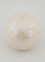 Candela Décorazione Sfera Glitterata - Bianco Perlato