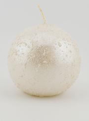 Candela Sfera di Natale Glitterata - Bianco Perlato