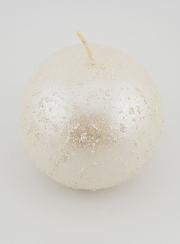 Candela Sfera di Natale Glitterata - Bianco Perlato